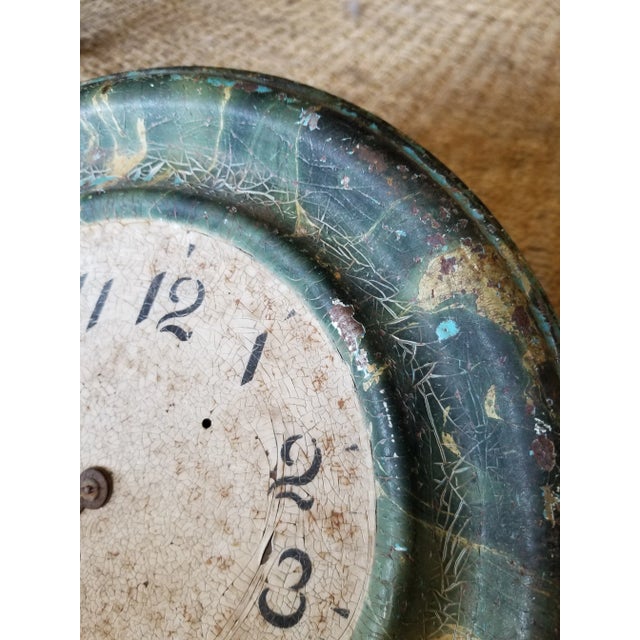 American Antique Painted Tole Clock For Sale - Image 3 of 7