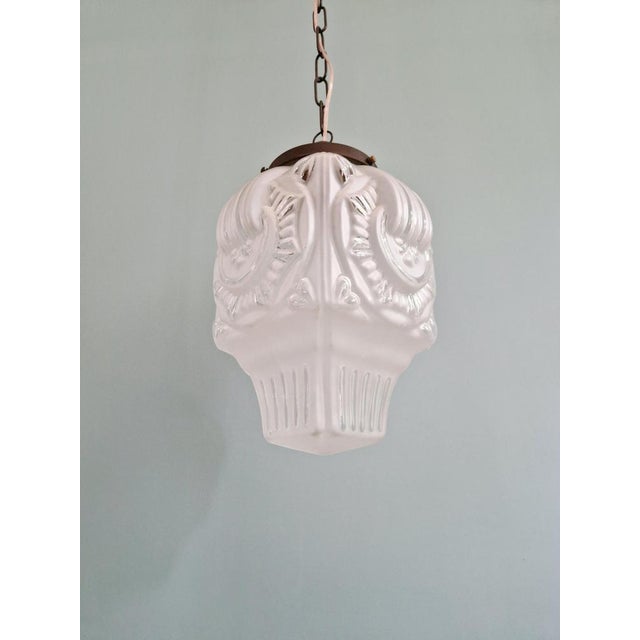 1930s Art Deco Pendant Light in Frosted Clear Glass, 1930s For Sale - Image 5 of 15