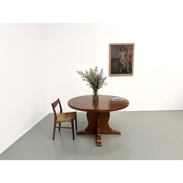 Brutalist Brutalist Round Table in Oak, 1960s For Sale - Image 3 of 18