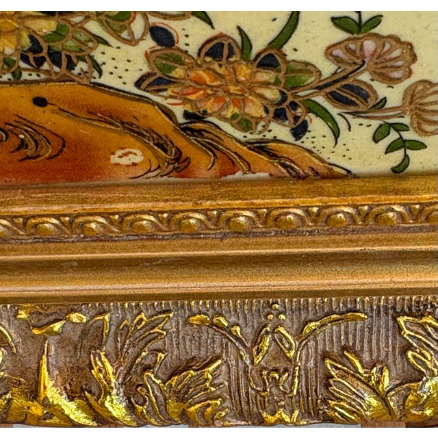 Late 19th Century Japanese Garden Scene Ceramic Painting Handmade Drift Blue Wall Hanging For Sale - Image 4 of 11