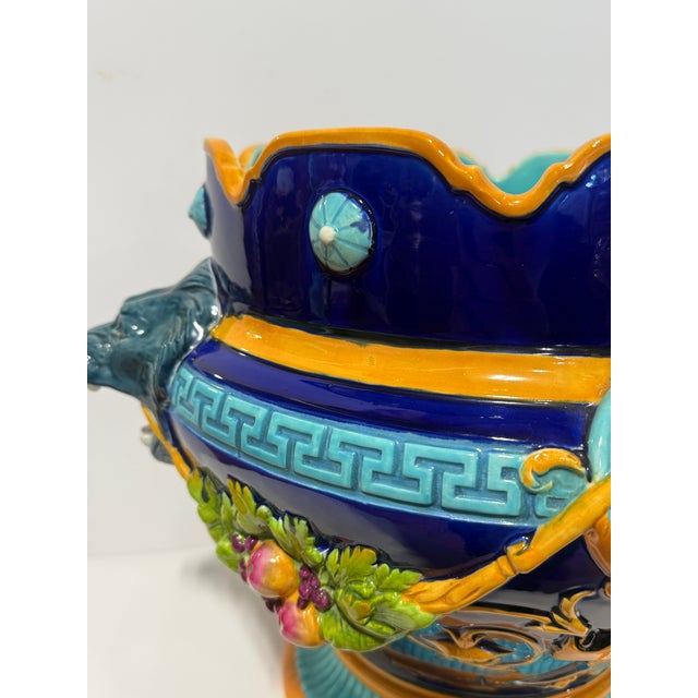 English Wedgwood Majolica Lion & Maiden Handled Jardiniere, 19th Century For Sale - Image 15 of 16