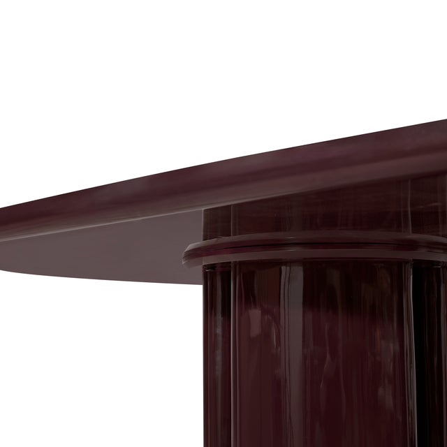 Wood Zola Burgundy Lacquer Oval Dining Table For Sale - Image 7 of 11