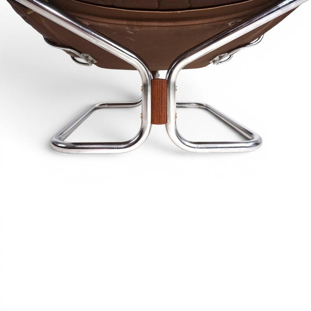 Metal Wing Leather Armchair by Harald Relling for Westnofa, 1970 For Sale - Image 7 of 18