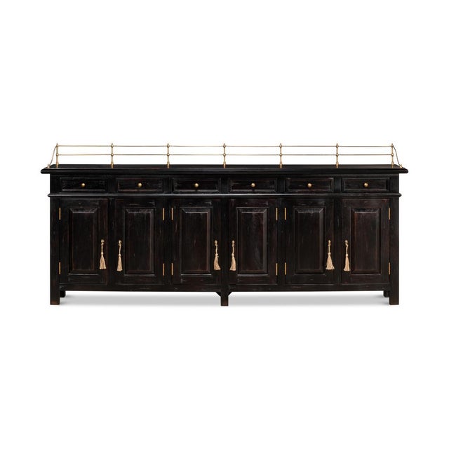 Crafted from solid wood in a hand-rubbed rustic and antiqued ebonized finish, this piece resonates with durability and a...