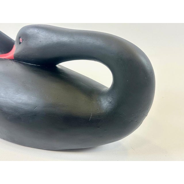 Large Vintage Carved Wood Black Swan Figurine For Sale - Image 6 of 15