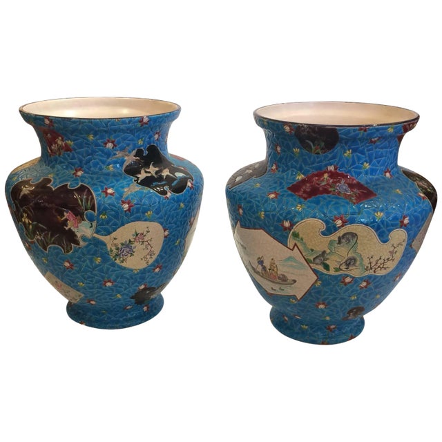 Longwy Vases - a Pair For Sale