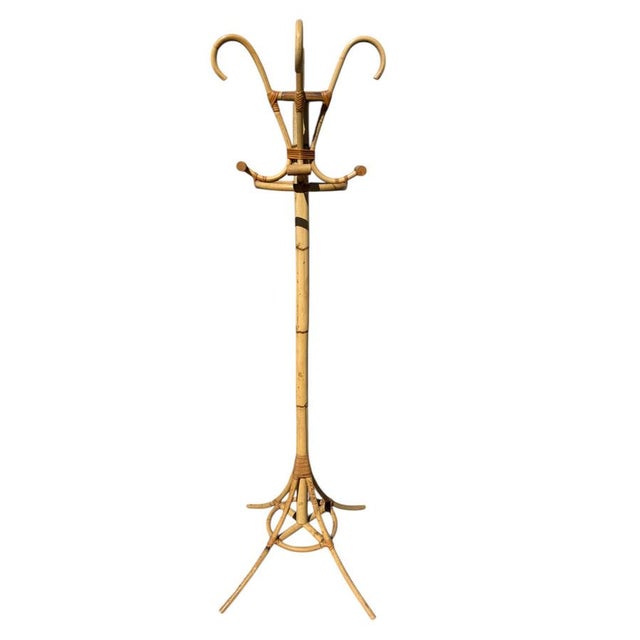 Rattan coat racks from the 1960s. Handcrafted in the south of France.