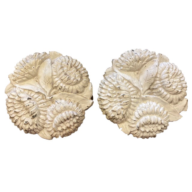 1920s Waverly Studios Cast Iron Hand Painted Curtain Tie Backs - Set of 2 For Sale