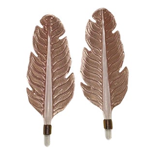 Pair of Pink Murano Glass Leaf Form Sconces For Sale
