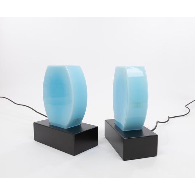 Stilnovo Dorane Blue Table Lamps by Ettore Sottsass for Stilnovo, 1970s, Set of 2 For Sale - Image 4 of 8