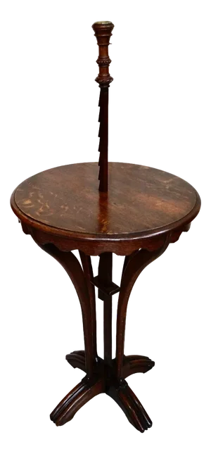 Antique Oak Adjustable Ratchet Candle Stand Table, 1820