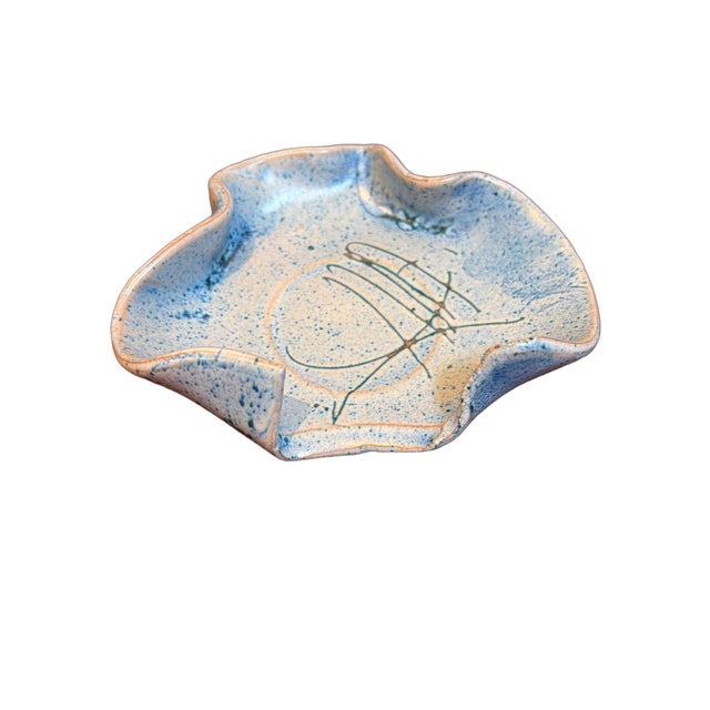Fornaro Italian Ceramic Blue Dish For Sale - Image 4 of 4