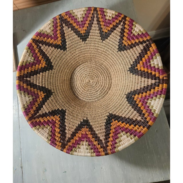 African 1920s Starburst Woven Bowl For Sale - Image 3 of 9