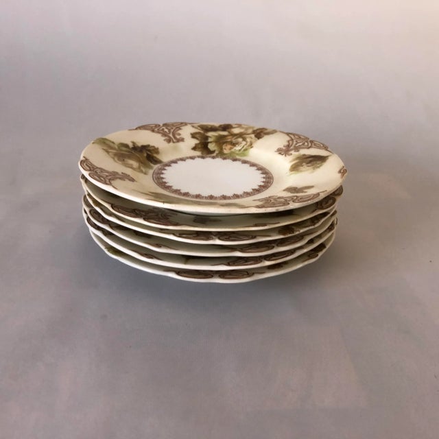 Victorian Antique Art Nouveau Silesia "Old Ivory" Pattern Bread Plates- Set of 6 For Sale - Image 3 of 5
