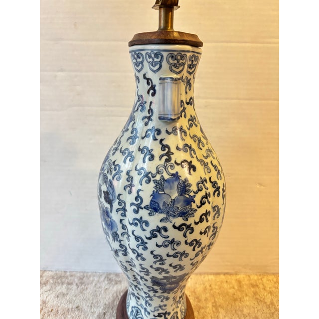 Blue Early 19th Century Chinoiserie Blue and White Table Lamp From Hong Kong For Sale - Image 8 of 9