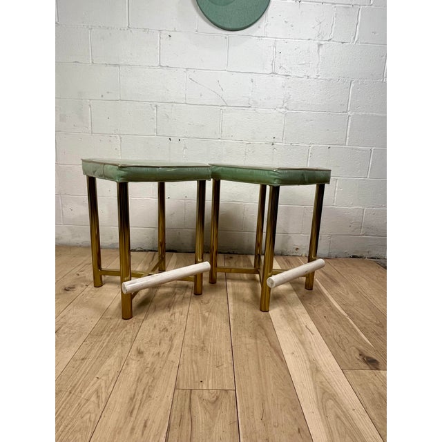 Pace Hollywood Regency Brass Stools, Vintage Seating, United States, 1970s For Sale - Image 4 of 11