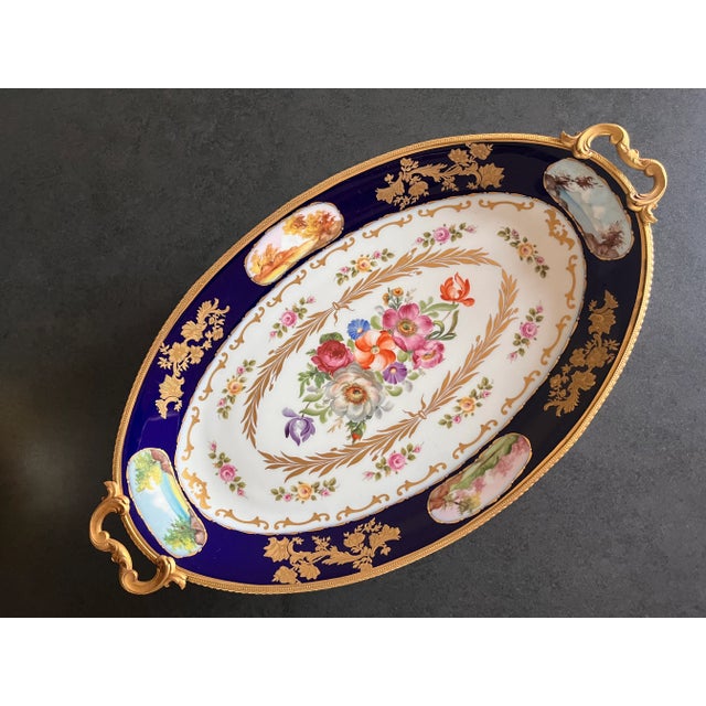 Blue French Louis XV Hand-Painted Blue Ceramic Stand, 1890s For Sale - Image 8 of 9