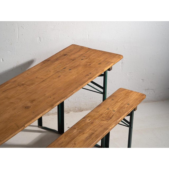 Antique Beer Garden Table and Benches, Germany, 1960, Set of 3 For Sale - Image 4 of 9