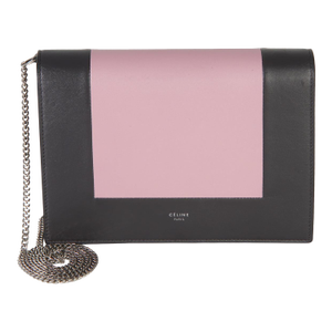 Grey Pink Smooth Calfskin Frame Evening Clutch On Chain