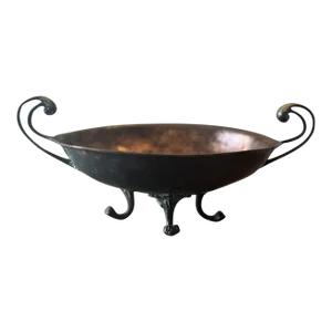 Antique Copper and Brass Dish Bowl Footed Tripod