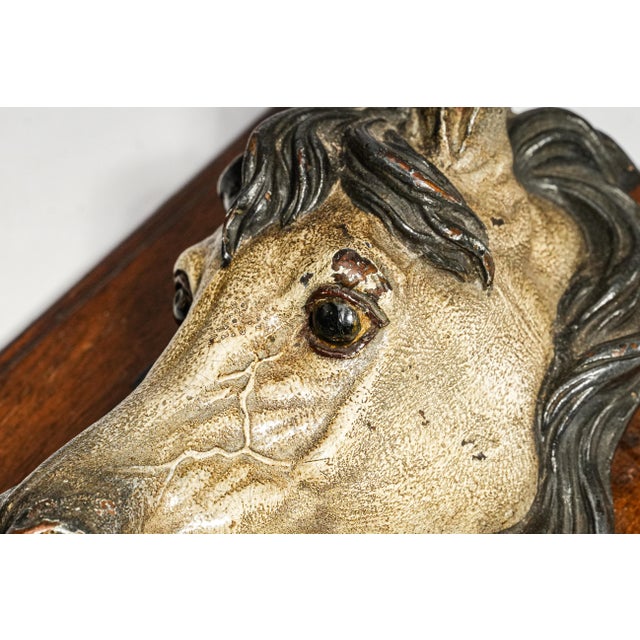 Amazing Rare Antique Austrian Cold Painted Bronze Horse Head Sculpture Desk Document Clip Equestrian Art Home Decor For Sale In New York - Image 6 of 15