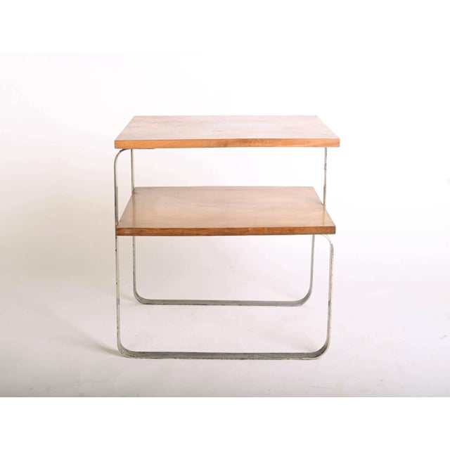 Wood Vintage Bauhaus Side Table in Tubular Steel, 1930s For Sale - Image 7 of 8