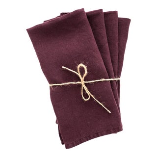 Aubergine Linen Napkins - Set of 4 For Sale