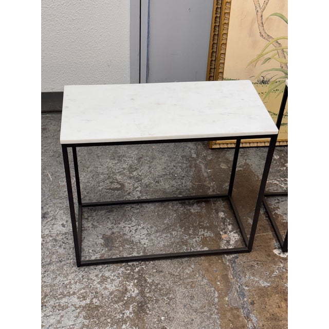 Pottery Barn Delaney Rectangular Marble End Tables, Pair For Sale In San Francisco - Image 6 of 12