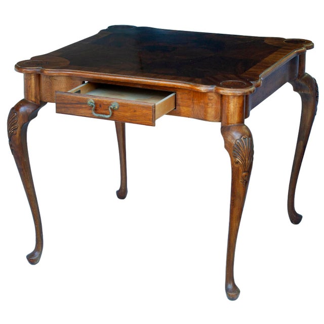 1930s Vintage Wooden Game Table W/2 Drawers For Sale - Image 5 of 7