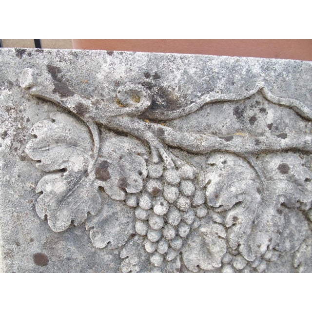Stone Gray Italian Bas Relief Plaque of a Grape Vine in Carved Limestone For Sale - Image 8 of 9