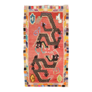 Zabihi Collection Colorful Dragon Vintage Tibetan Rug