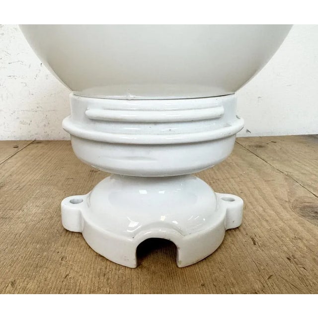 Mid-Century Modern Vintage Porcelain and Milk Glass Ceiling Light, 1960s For Sale - Image 3 of 16