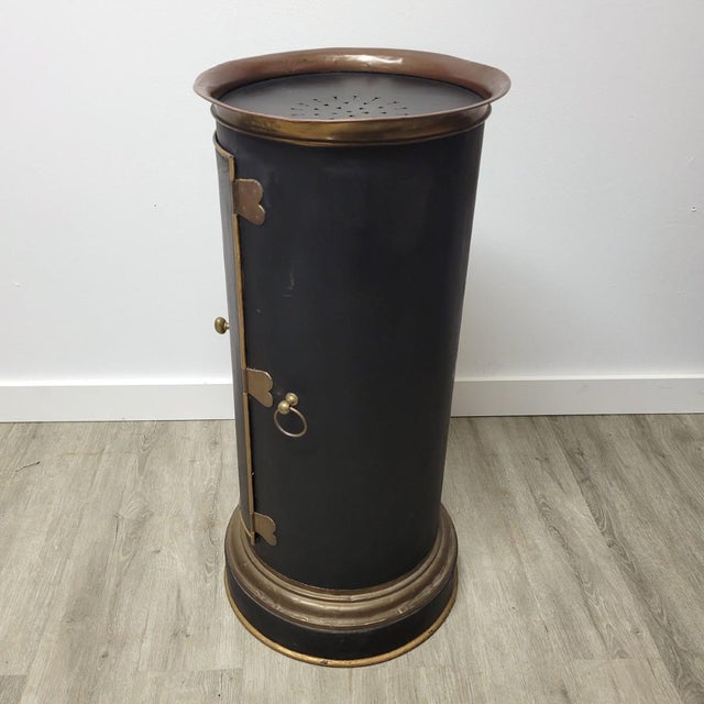 Rare English Regency Toleware Warming Tower With Copper Rim & Brass Hardware, C. 1820–1840 For Sale - Image 9 of 13