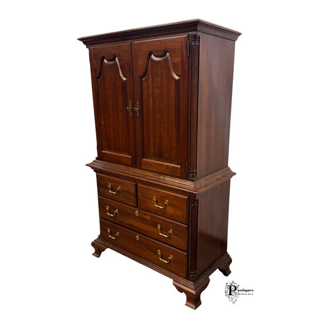 American Vintage Jamestown Sterling Chippendale Style Mahogany Armoire For Sale - Image 3 of 12