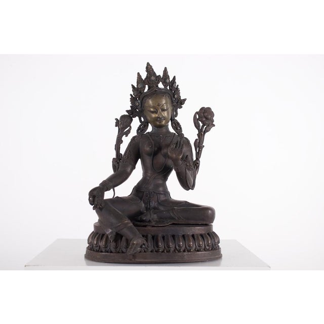 19th Century Nepalese Female Deity Sculpture in Copper Alloy For Sale - Image 5 of 5