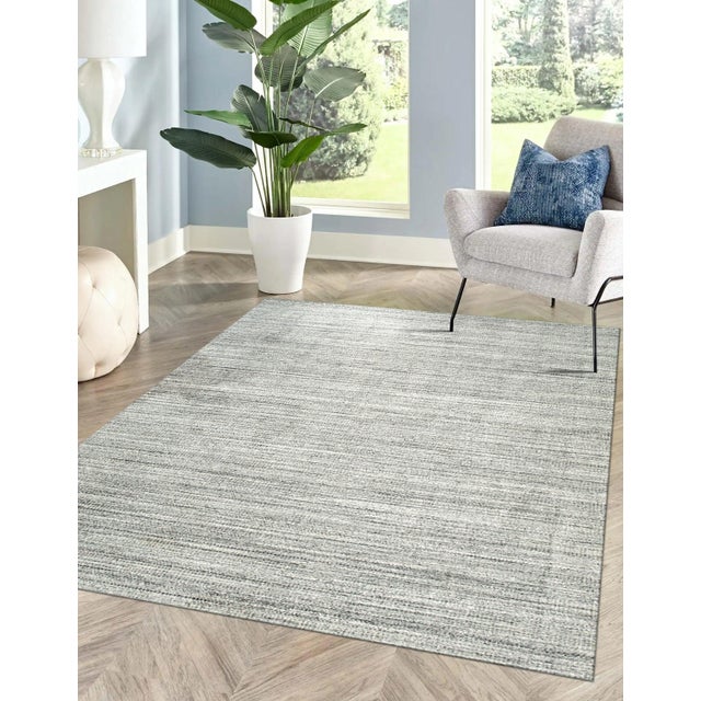 2020s 5x8 Tessa Xena Silver Geometric Modern Hand Loomed Wool Carpet Rug For Sale - Image 5 of 5