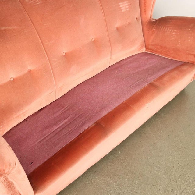 Textile Vintage 3-Seater Velvet Sofa, Italy, 1950s For Sale - Image 7 of 11