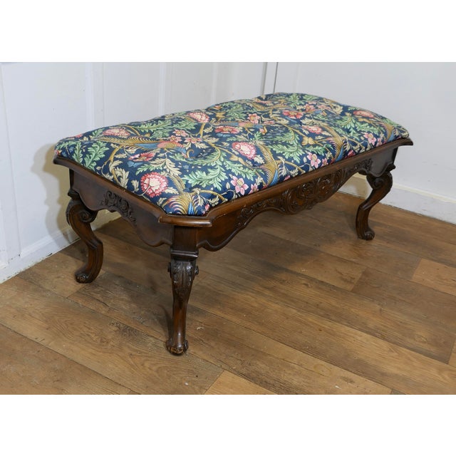 Green Window Stool in Navy Liberty William Morris Velvet For Sale - Image 8 of 10