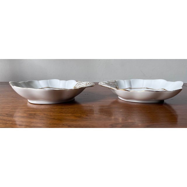 White French Porcelain Shell-Form Relish/Soap Dishes-a Pair For Sale - Image 8 of 9