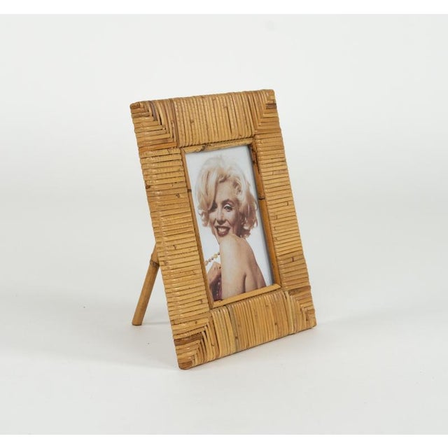 Mid-Century Modern Mid-Century Rectangular Rattan, Wicker and Glass Picture Frame, Italy, 1970s For Sale - Image 3 of 13