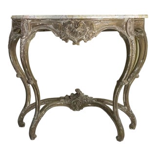 French Louis XV Provencal Style, Antique Marble-Top Console Table For Sale
