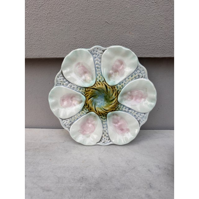 French Majolica Orchies Oyster Plate Circa 1900.