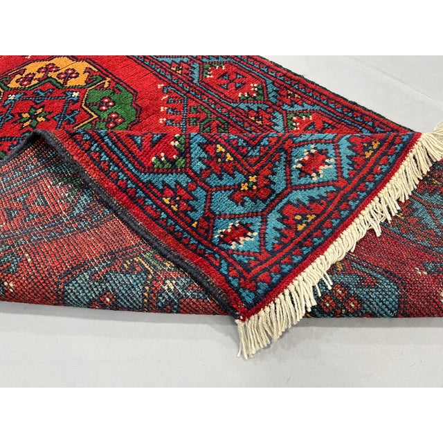 Red Philpa Tribal Wool Runner Rug With Geometric Medallions, 2'7" X 9'11" For Sale - Image 11 of 12