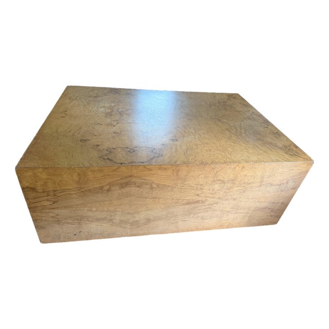 1970s Attributed to Milo Baughman Mid Century Burlwood Coffee Table For Sale