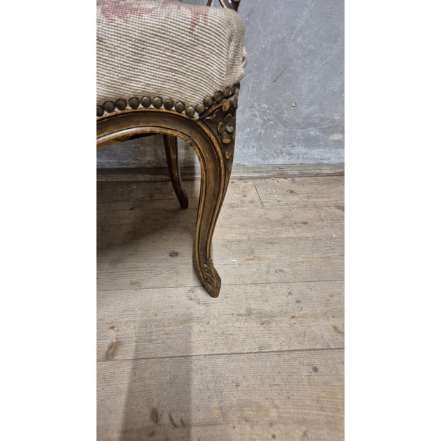 Vintage Louis XV Style Carved Armchair with Floral Upholstery, France, 1740s For Sale - Image 3 of 18
