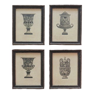Set of 4 Antique Italian Giovani Battista Piranesi Amphora Vase Etchings For Sale