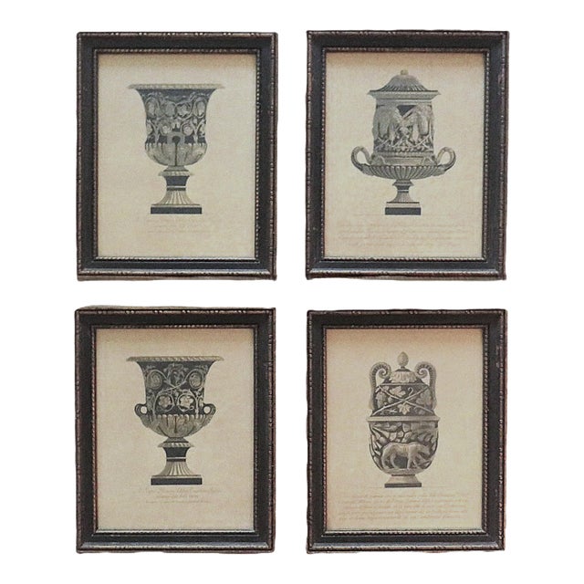 Set of 4 Antique Italian Giovani Battista Piranesi Amphora Vase Etchings For Sale