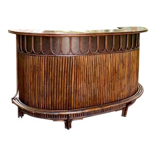 Mid-Century Walnut & Bamboo Bar For Sale