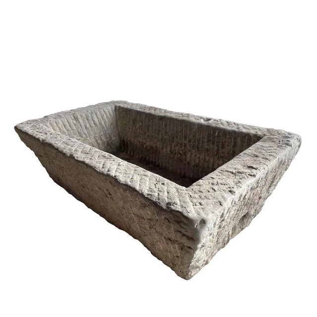 Mid 19th Century 19th Century Antique Chinese Hand Chiseled Stone Trough/Planter For Sale - Image 5 of 11