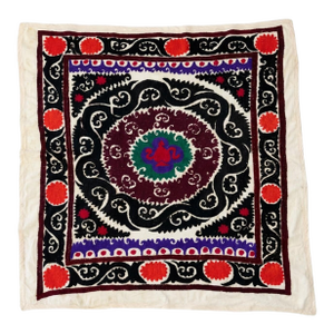 Decorative Pastel Pink Suzani Tablecloth 3'9'' X 4'1''